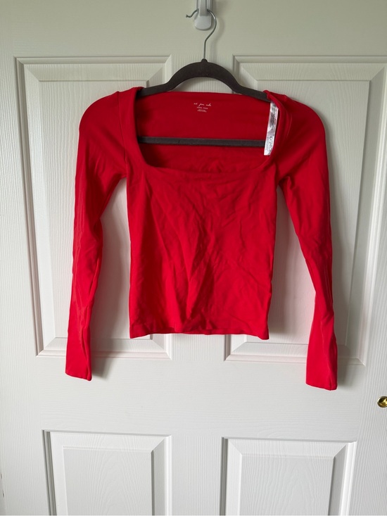 Urban Outfitters Tops - Urban Outfitters Bright Red Square-Neck Long Sleeve Top